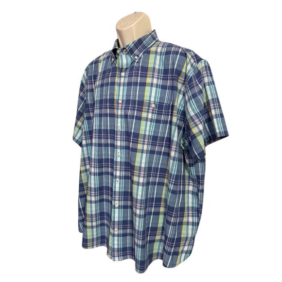 Croft & Barrow Blue Plaid Short Sleeve Button Down Shirt Size 2XB - Picture 6 of 11
